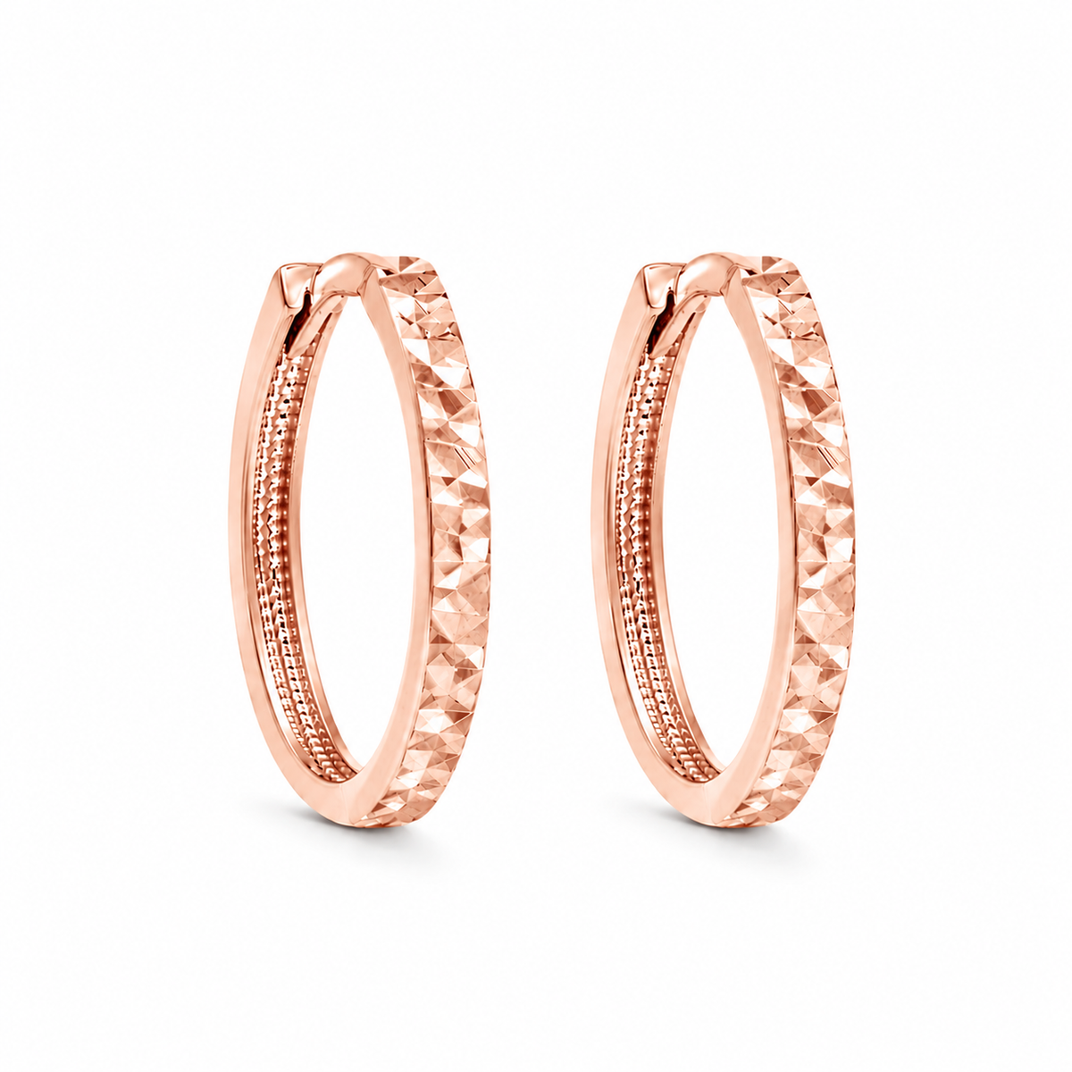 Boucles d'Oreilles Huggies Coupe Diamant Or 10K