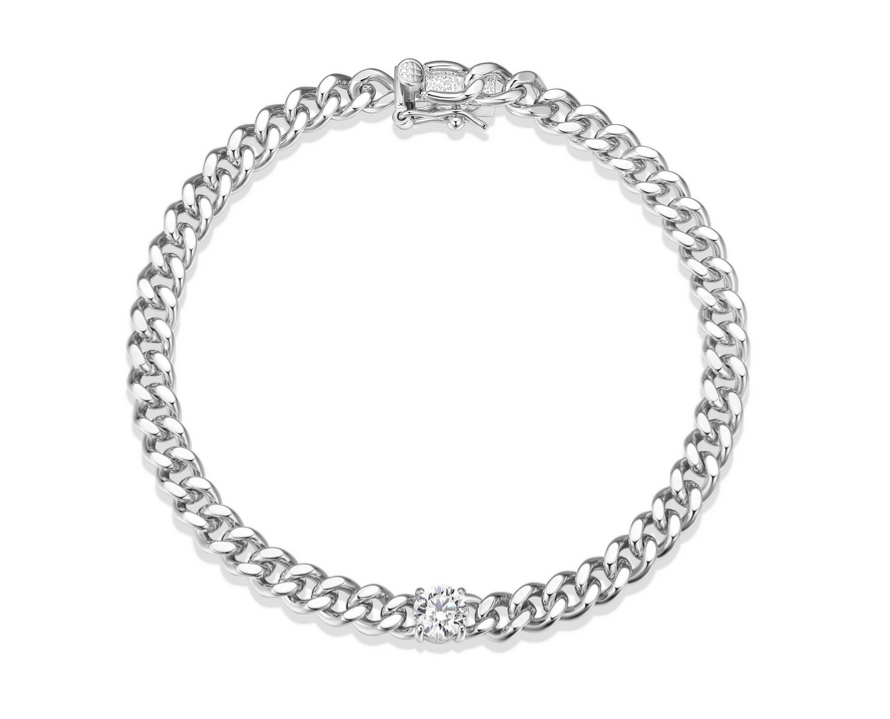 Bracelet Flat Curb Zircon – Reign Argent 925