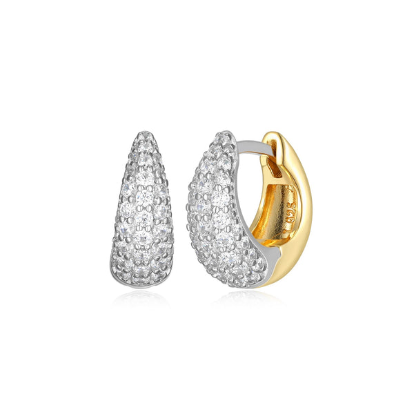 Boucles d'Oreilles Huggies Sculpted Serenity Pavé – Reign Argent 925