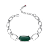 Bracelet Maillons Malachite Coussin – Elle Argent 925