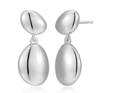 Boucles d'Oreilles Pendentif Double Galet – Reign Argent 925