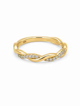 Bague Or 14K Diamants Pavés 0,17ct