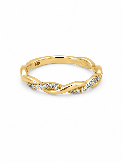 Bague Or 14K Diamants Pavés 0,17ct