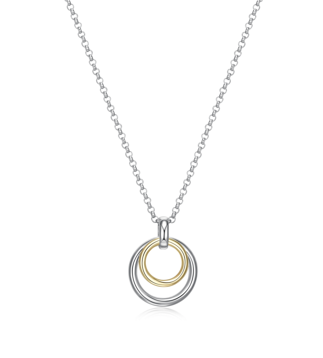 Collier Cercles Entrelacés Deux Tons – Elle Argent 925