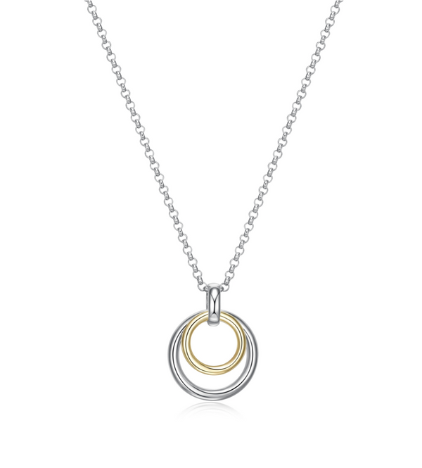 Collier Cercles Entrelacés Deux Tons – Elle Argent 925