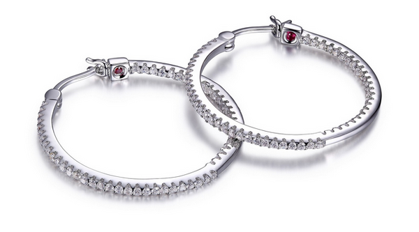 Boucles d'Oreilles Créoles Inside Out Zircon 30mm – Elle Argent 925