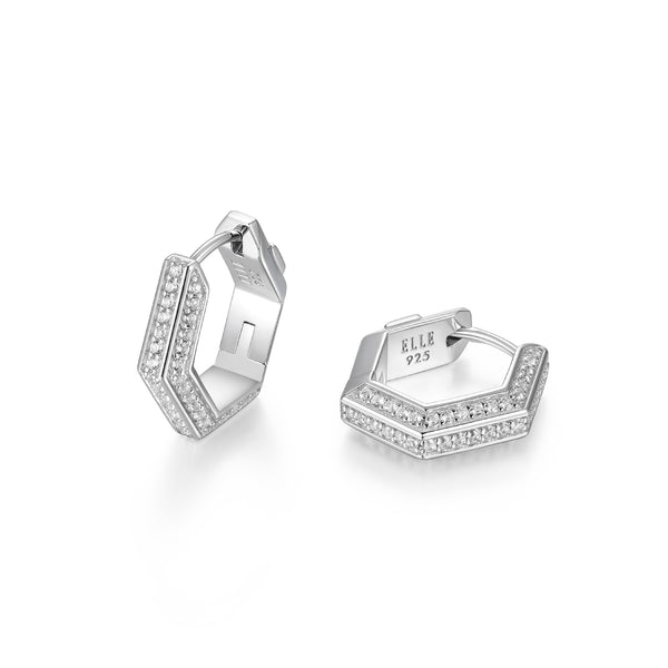 Créoles Hexagonales Zircone – Elle Argent 925