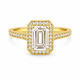 Bague Halo Or Jaune 14K Diamant Lab 2,21ct