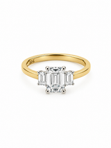 Bague Solitaire Or Blanc 14K Diamant Lab Émeraude 1,56ct