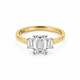 Bague Solitaire Or Blanc 14K Diamant Lab Émeraude 1,56ct