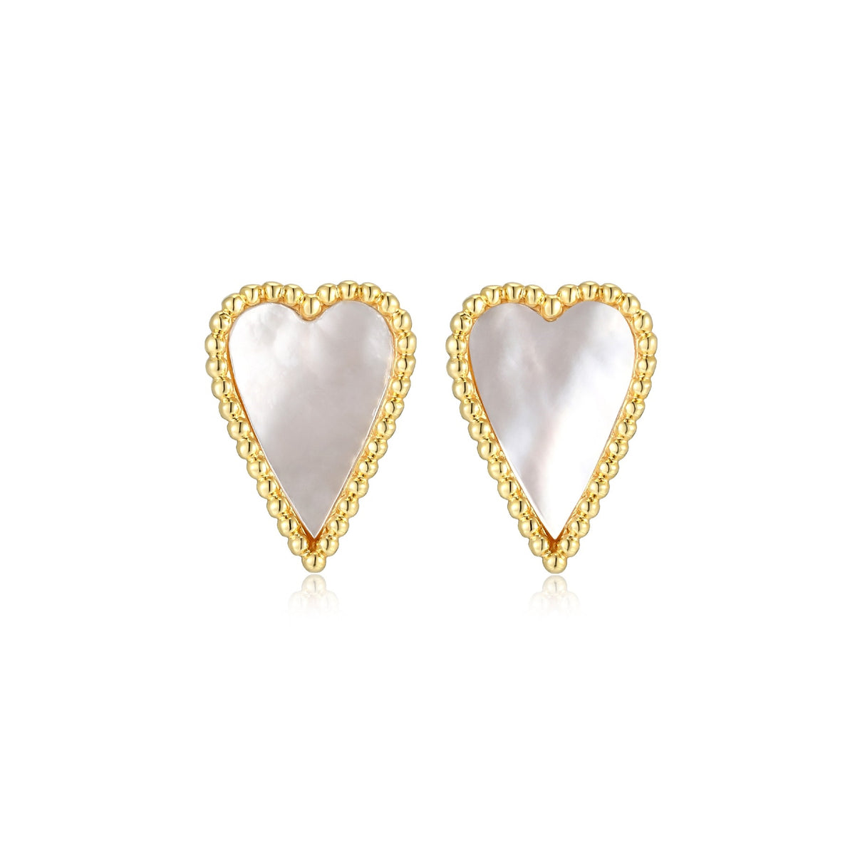 Puces Cœur Nacre – Elle Argent Plaqué Or