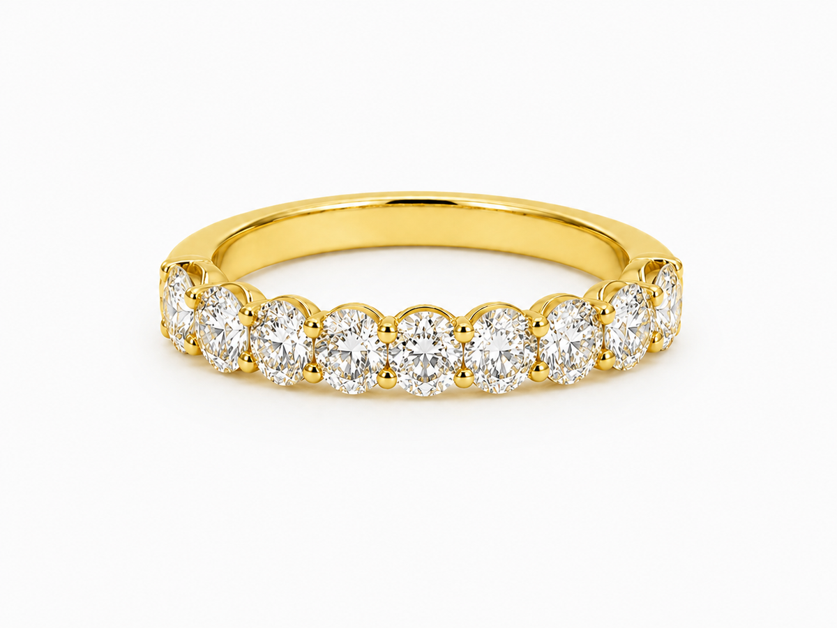 Bague Semi-Éternité Or Jaune 14K Diamants Lab 1,00ct