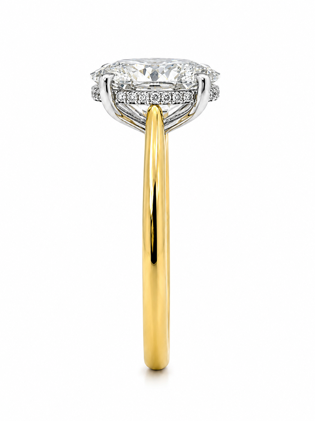 Bague Solitaire Or Blanc 14K Diamant Lab Ovale 3,35ct