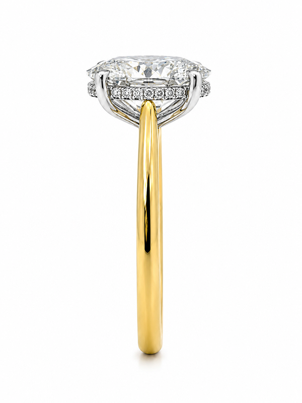 Bague Solitaire Or Blanc 14K Diamant Lab Ovale 3,35ct