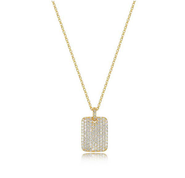 Collier Pavé Tag Plaqué Or – Reign Argent 925