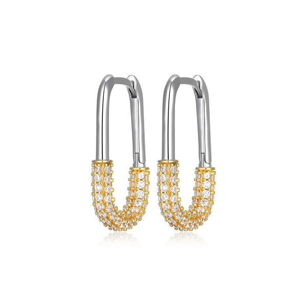 Boucles d'Oreilles Huggies Maillons Bicolores Zircon – Reign Argent 925