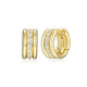 Boucles d'Oreilles Créoles Trois Rangs Zircone – Elle Argent Plaqué Or