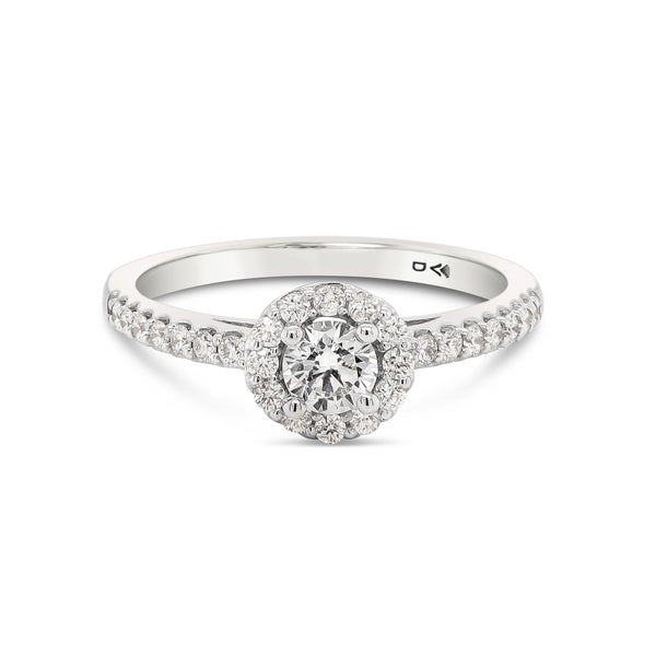 Bague Halo Or Blanc 14K Diamant 0,40ct