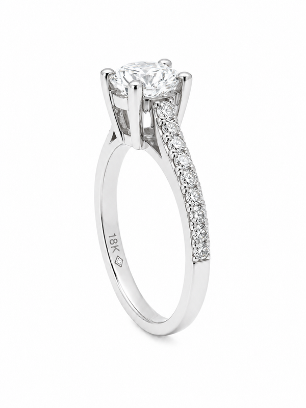 Bague Solitaire Or Blanc 14K Diamant 1,03ct