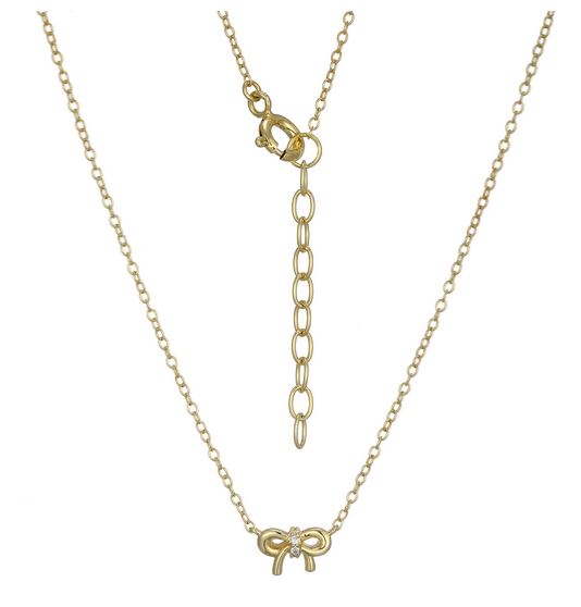 Collier Pendentif Mini Nœud Zircon Plaqué Or – Reign Argent 925