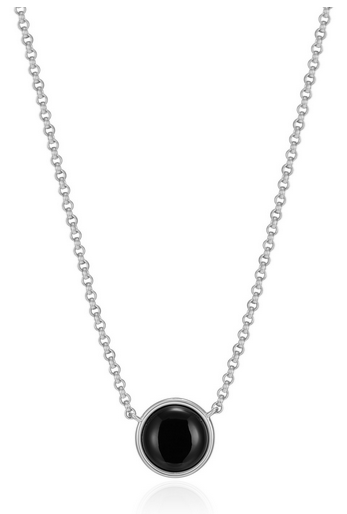 Collier Pendentif Agate Noire – Elle Argent 925