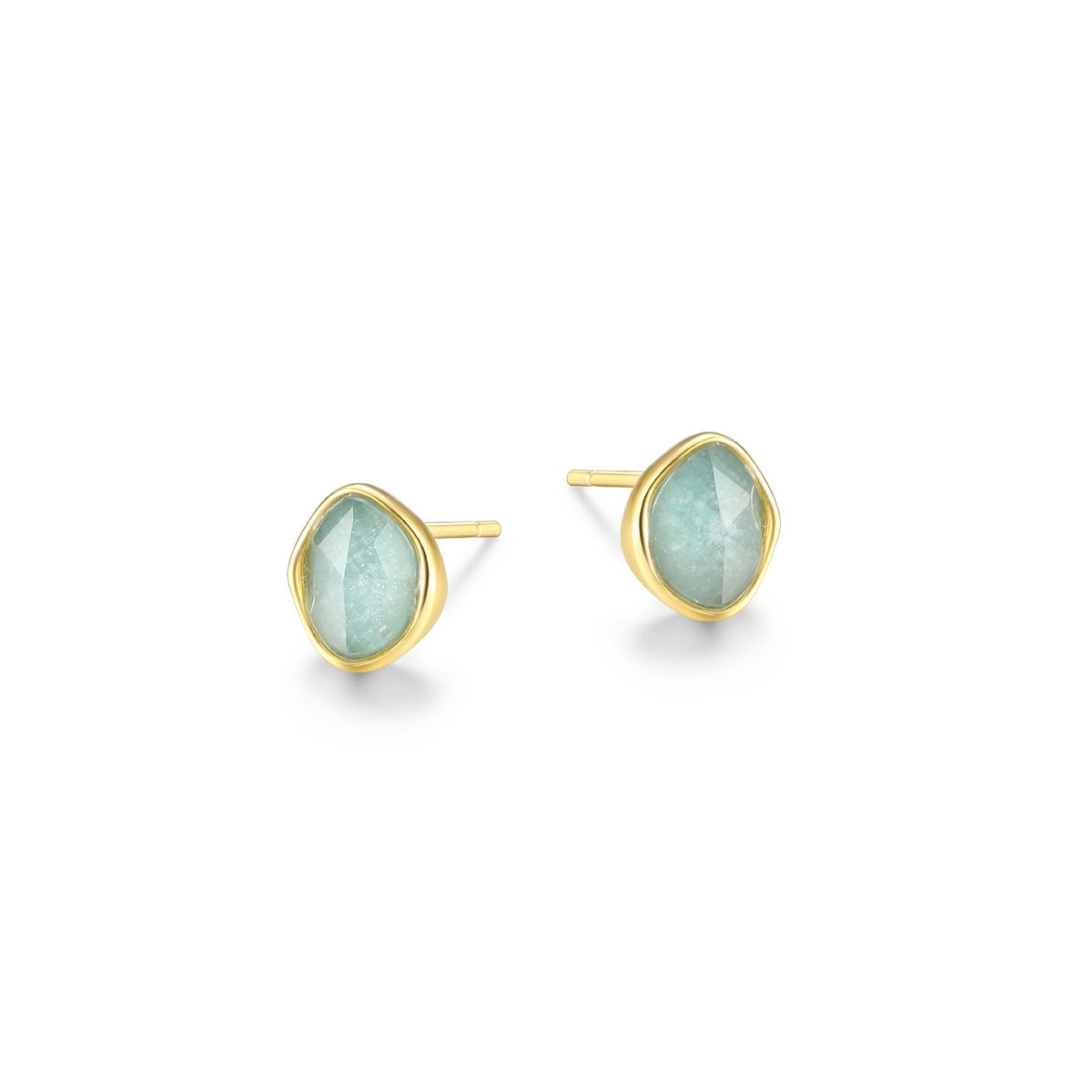 Boucles d'Oreilles Amazonite Plaqué Or – Elle Argent 925