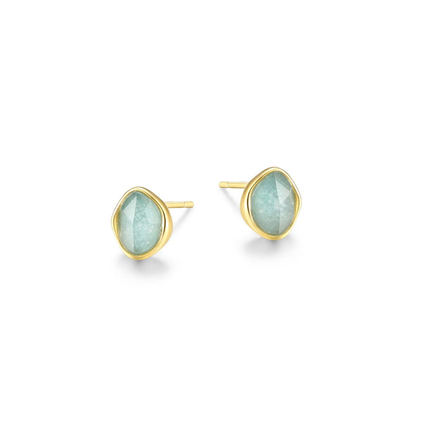 Boucles d'Oreilles Amazonite Plaqué Or – Elle Argent 925