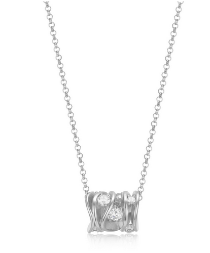 Collier Pendentif Cylindre Zircon – Elle Argent 925