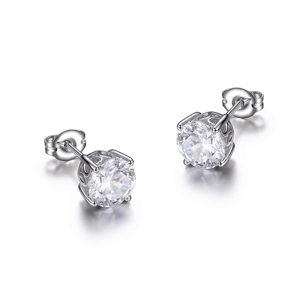 Boucles d'Oreilles Clous Zircon 7mm – Reign Argent 925