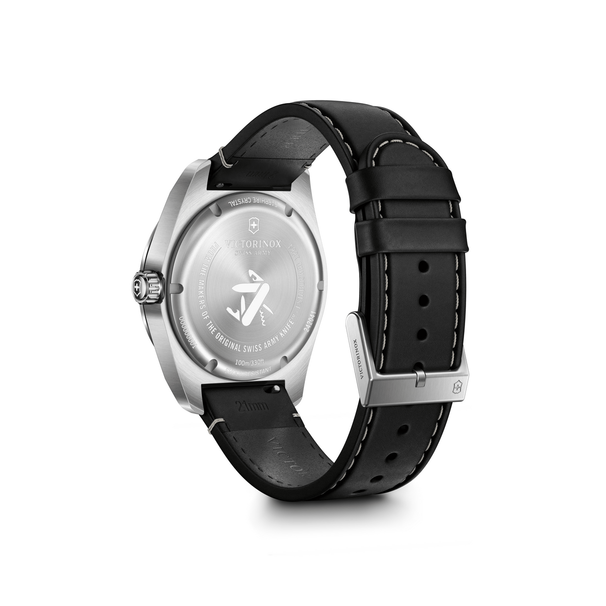 Montre Victorinox Swiss Army 42 mm cadran noir, fond vissé en acier