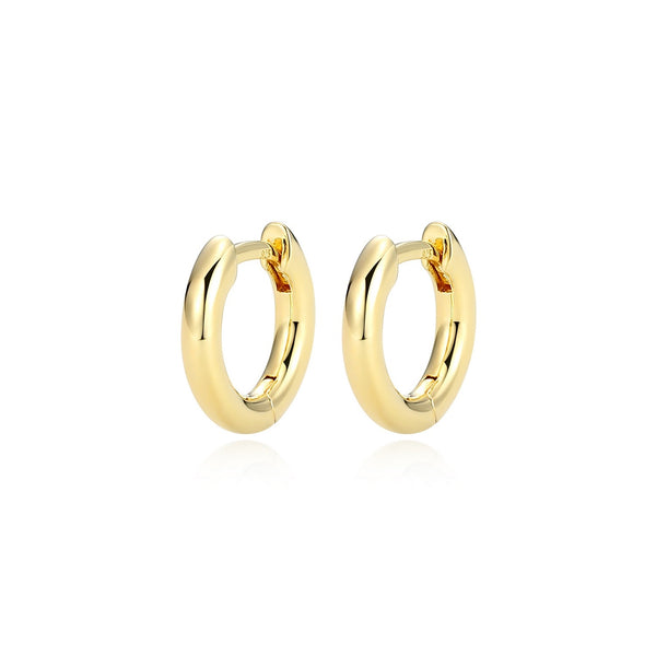 Boucles d'Oreilles Huggies Lisses Plaqué Or – Reign Argent 925