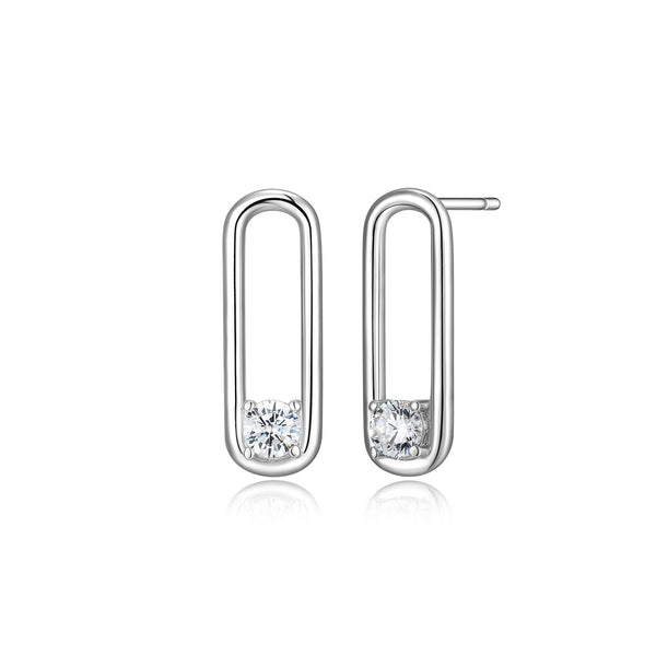 Boucles d'Oreilles Clous Trombone Zircon – Reign Argent 925