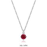 Collier Pendentif Rubis Synthétique et Diamants Labo – Elle Argent 925