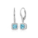 Boucles d'Oreilles Pendantes Zircon Bleu Halo – Elle Argent 925