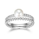 Bague Double Anneau Perle et Zircon – Reign Argent 925