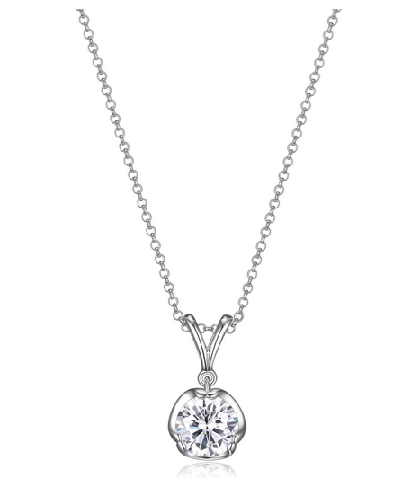 Collier Solitaire Zircon 8mm – Elle Argent 925