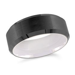Bague Tungstène Bords Biseautés – Alliance Homme Malo