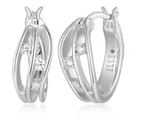Boucles d'Oreilles Créoles Ondulées 15mm Zircon – Elle Argent 925