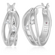 Boucles d'Oreilles Créoles Ondulées 15mm Zircon – Elle Argent 925