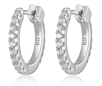 Boucles d'Oreilles Créoles 15mm Zircon – Elle Argent 925