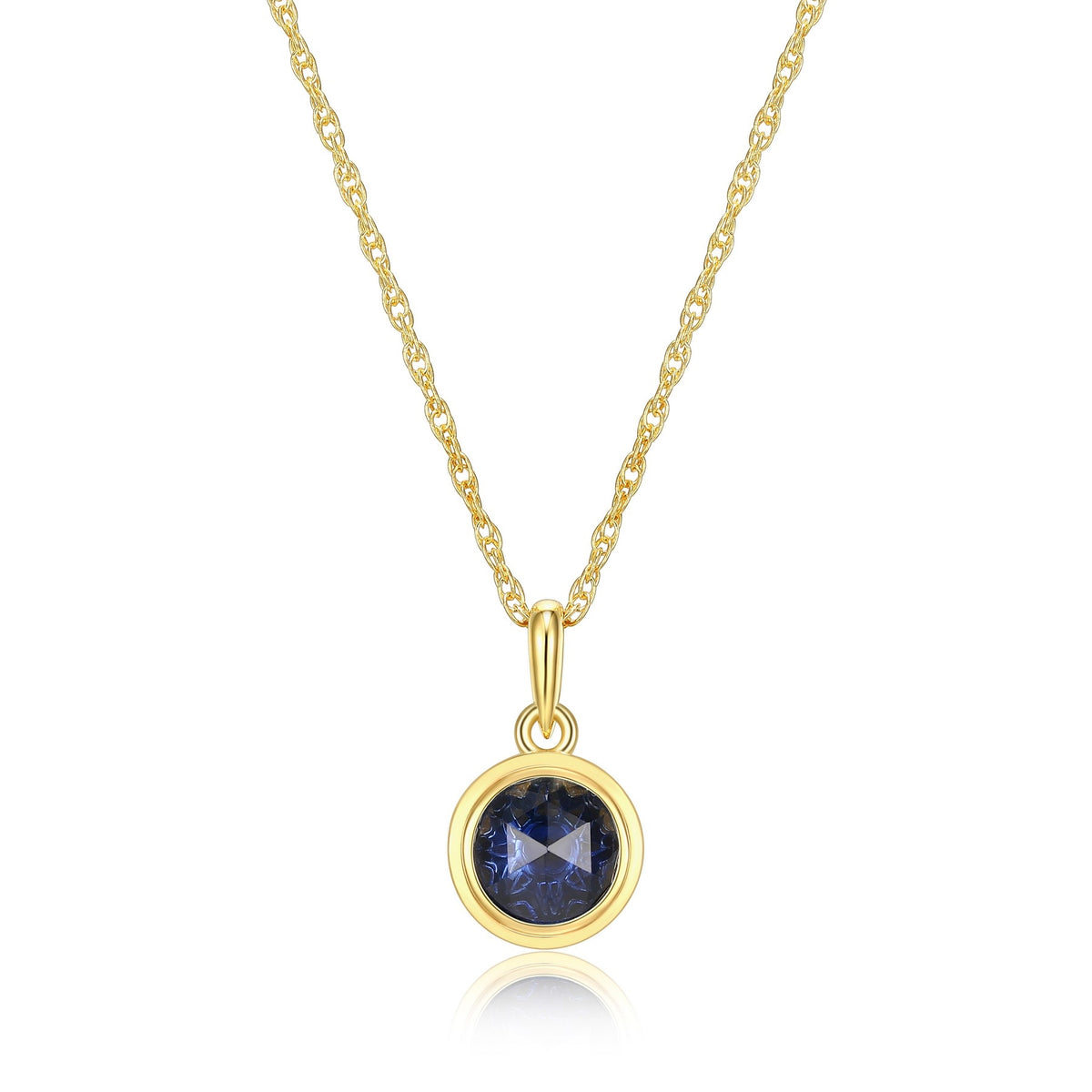 Collier Pendentif Saphir Synthétique Plaqué Or – Reign Argent 925