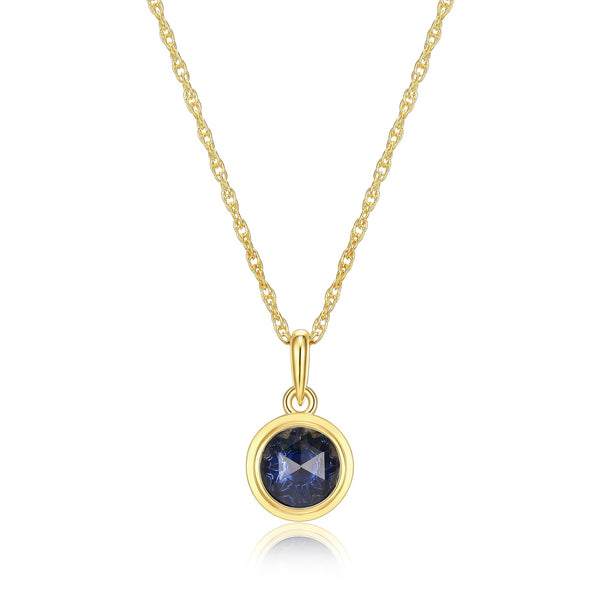Collier Pendentif Saphir Synthétique Plaqué Or – Reign Argent 925