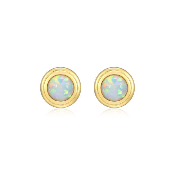 Boucles d'Oreilles Clous Étoile du Nord Opale Synthétique – Reign Argent 925