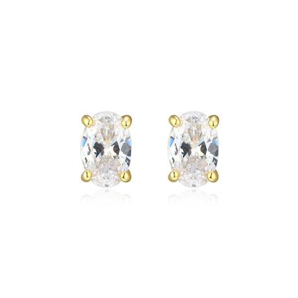 Boucles d'Oreilles Clous Ovales Zircon – Reign Argent 925