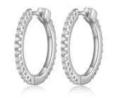 Boucles d'Oreilles Créoles Zircon 20mm – Elle Argent 925