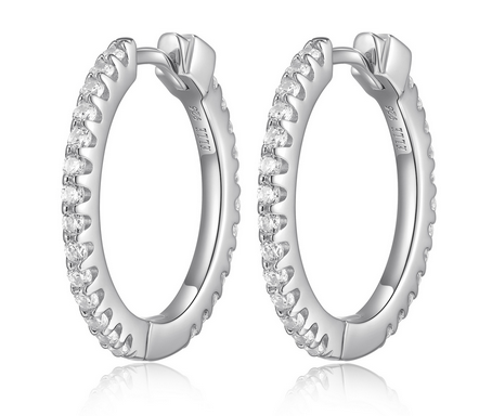 Boucles d'Oreilles Créoles Zircon 20mm – Elle Argent 925