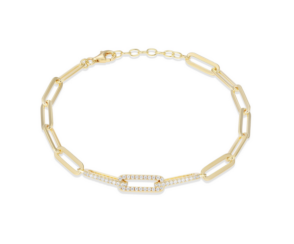 Bracelet Paperclip Pavé Plaqué Or 18K Zircon – Reign