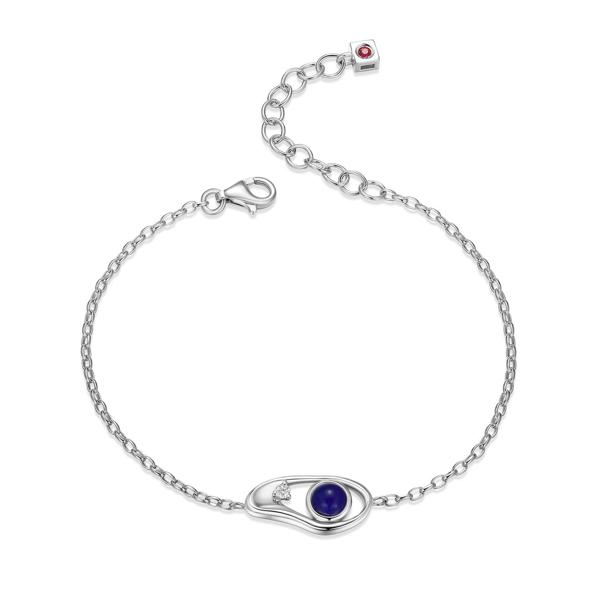 Bracelet Haricot Opale Bleue et Moissanite – Elle Argent 925
