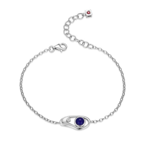 Bracelet Haricot Opale Bleue et Moissanite – Elle Argent 925