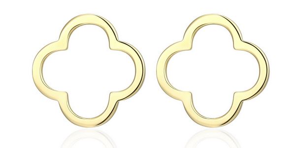 Boucles d'Oreilles Clous Trèfle Plaqué Or – Reign Argent 925